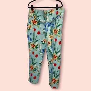 Tie waist paints, sea foam green floral